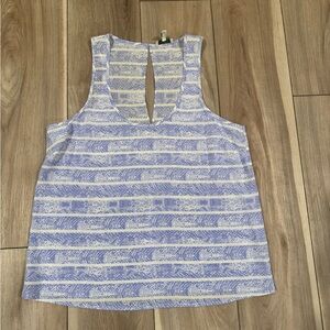 Joie Blue and White Silk Tank